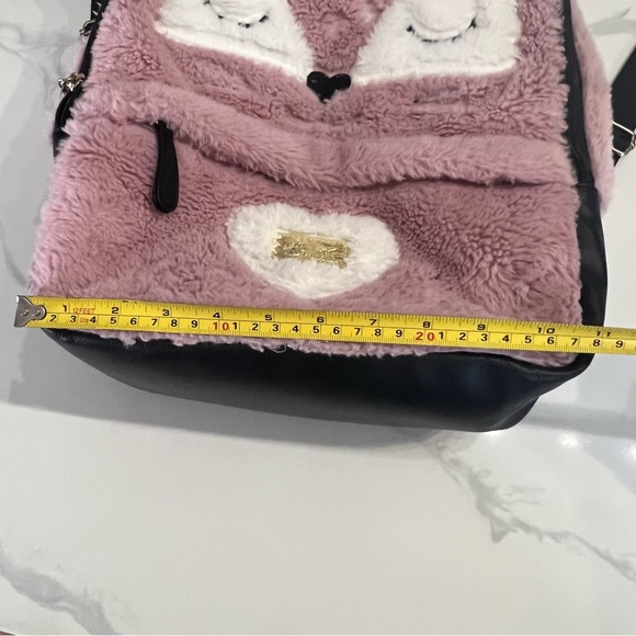 Betsey Johnson pink and black fuzzy backpack - Picture 7 of 11